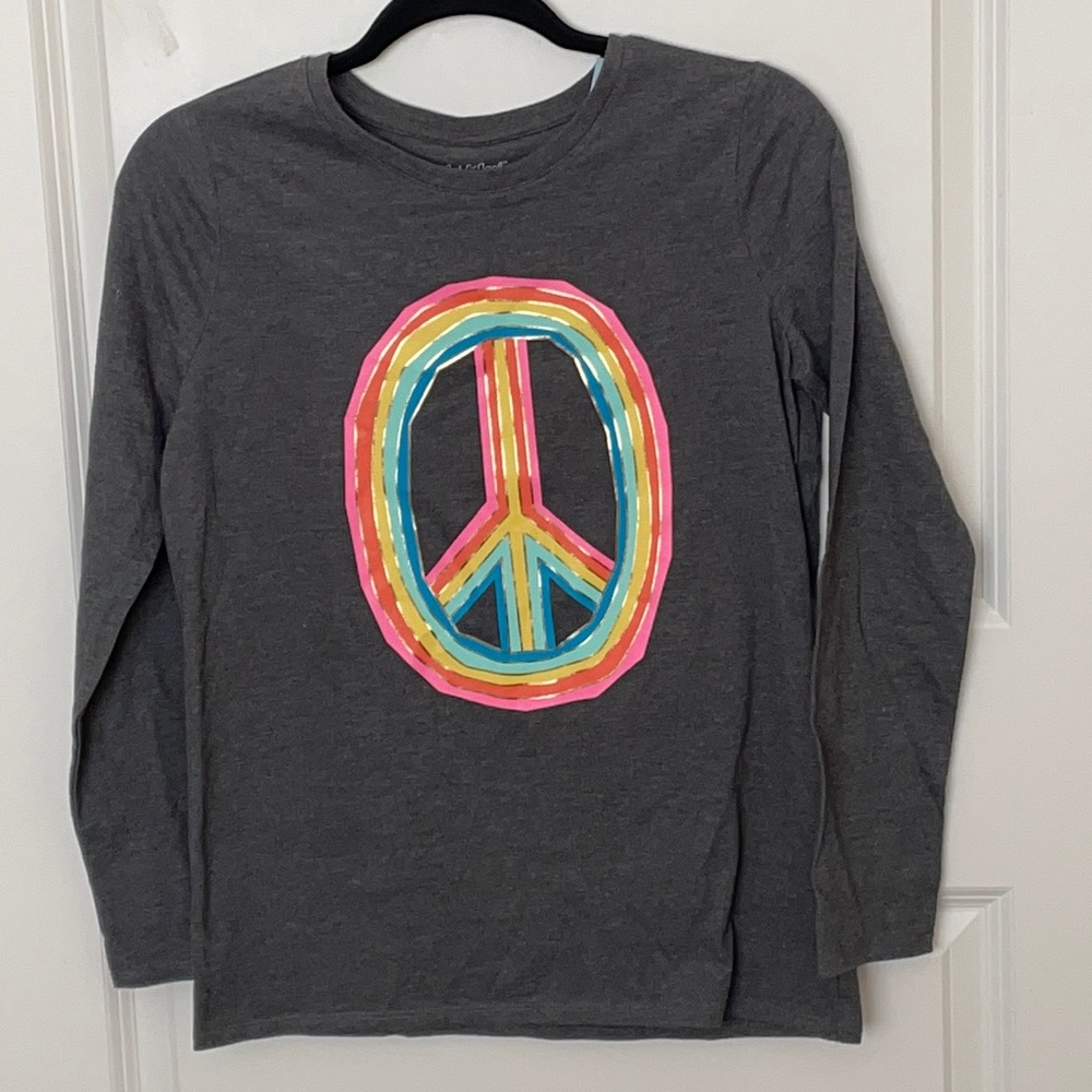 Cat & Jack Rainbow Peace Long Sleeve Tee Youth XL NEW!!!